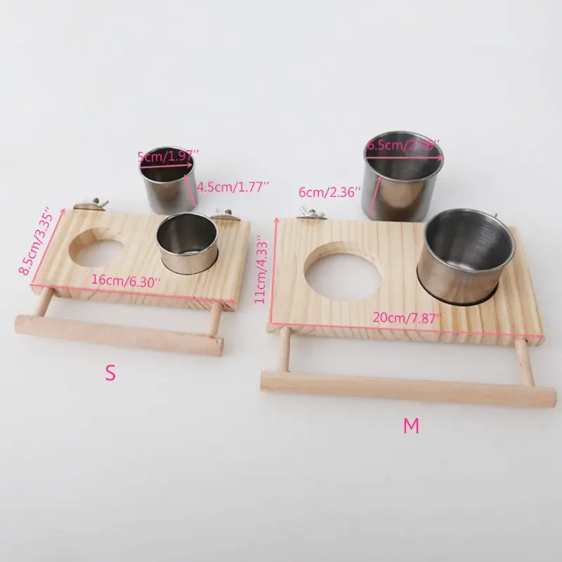 

Bird Feeding Cups with Clamp Parrot Cage Feeder Bowl Platform Perch Stand Toys