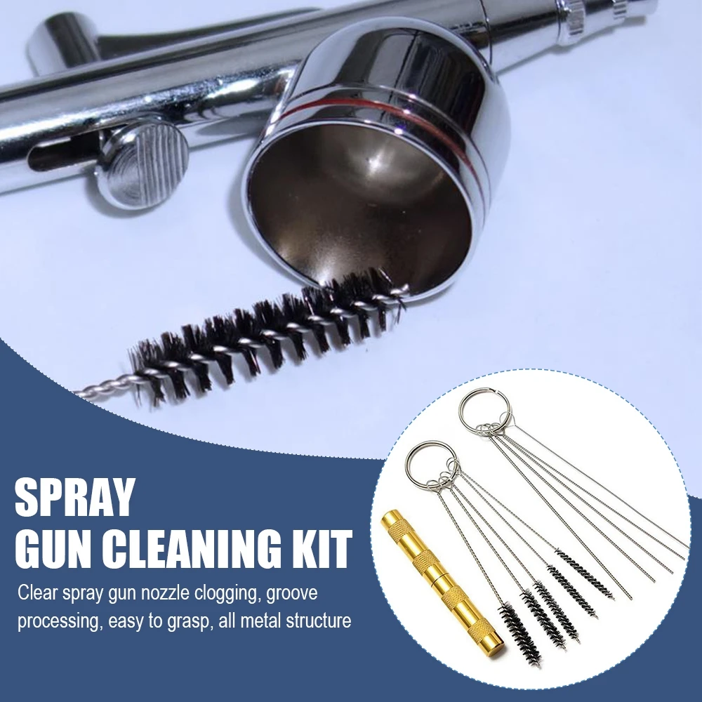 

Airbrush Spraygun Nozzle Cleaning Kit Set Stainless Steel Cleaning Needles Brushes Set Airbrushes Repair Tool Accessories
