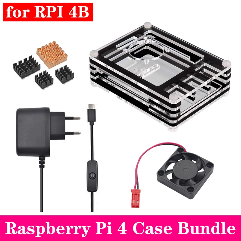 Raspberry Pi 4 акриловый чехол 9 слоев корпус с охлаждающим вентилятором Алюминий