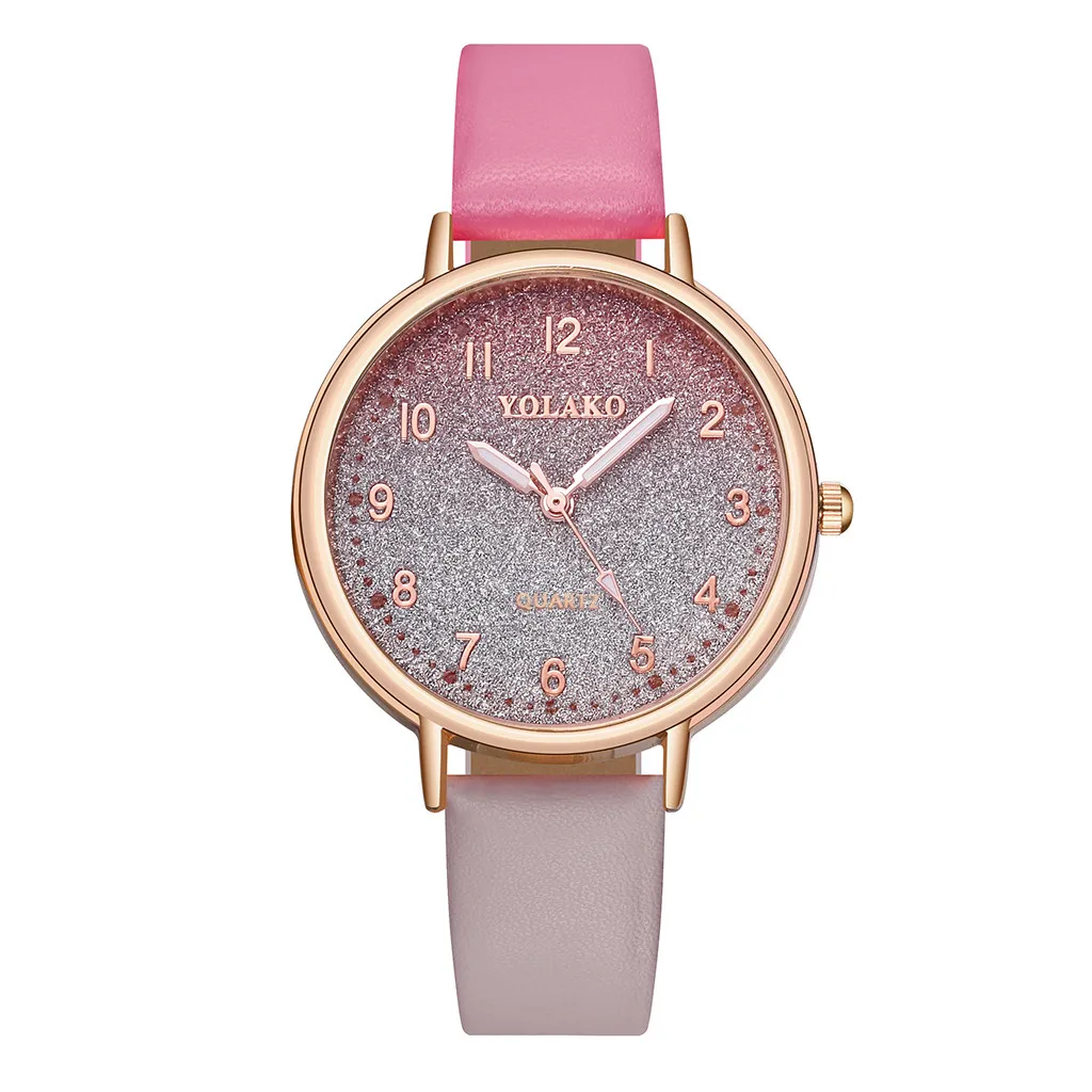 Розовый Reloj mujer женские часы модные montre femme простой градиентный циферблат с бриллиантовым ремешком женские кварцевые часы bayan kol saati - Цвет: Розовый