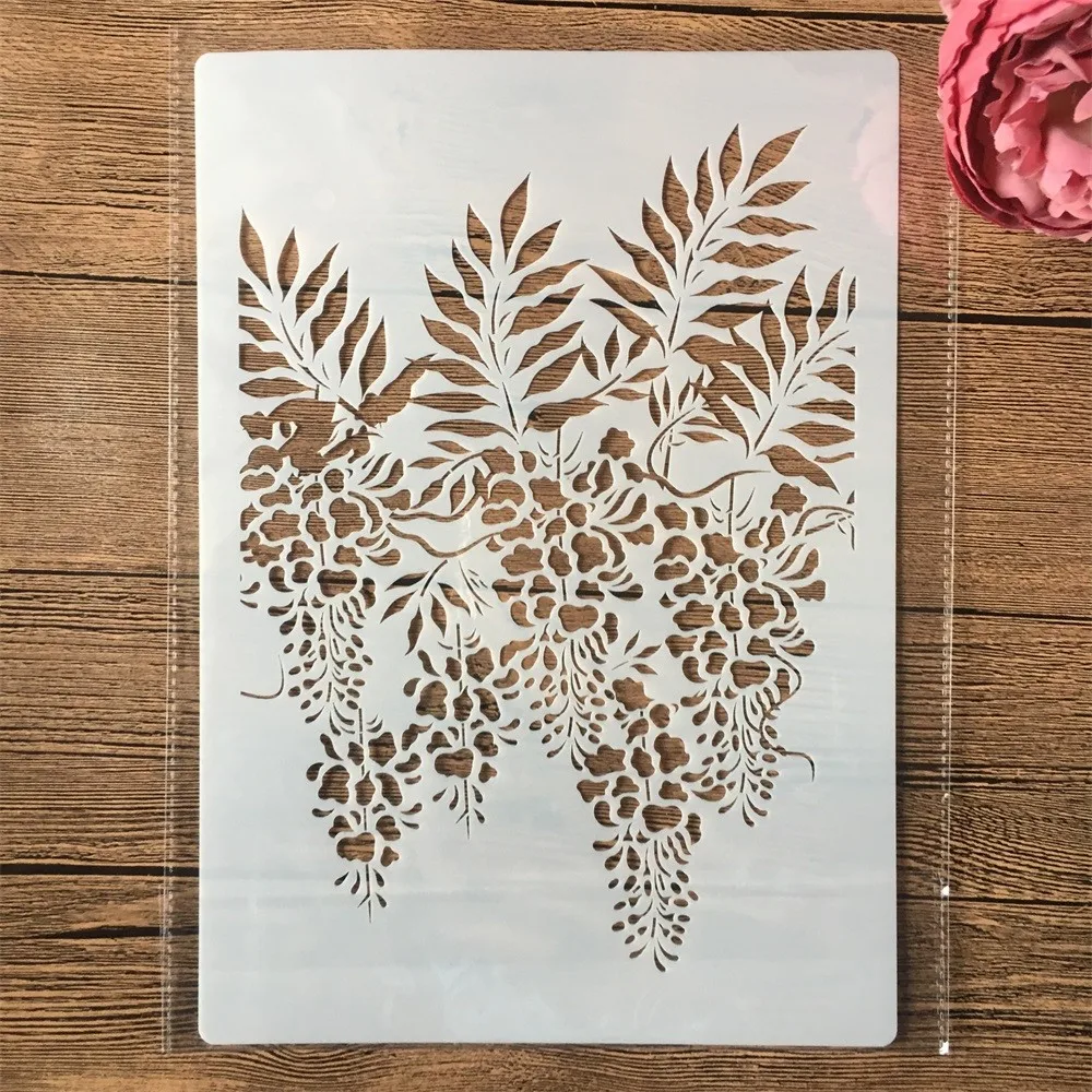 

A4 29cm Grape Leaves DIY Layering Stencils Wall Painting Scrapbook Coloring Embossing Album Decorative Template
