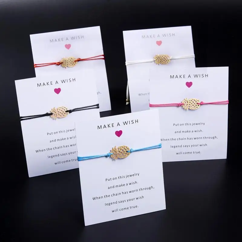 Модные регулируемые плетеные браслеты ручной работы 5 цветов из сплава ананаса