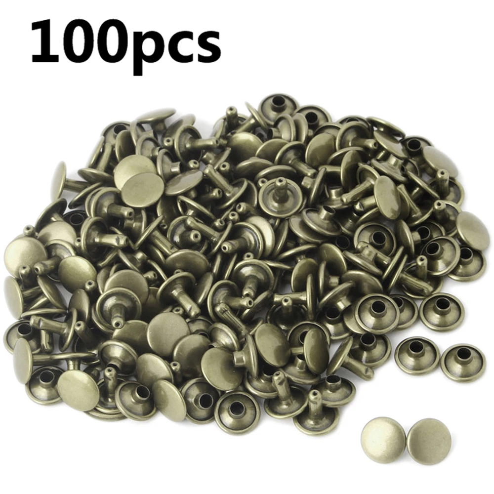 Кожаные изделия 100 шт. двойные колпачки трубчатые швейные заклепки панк шпильки