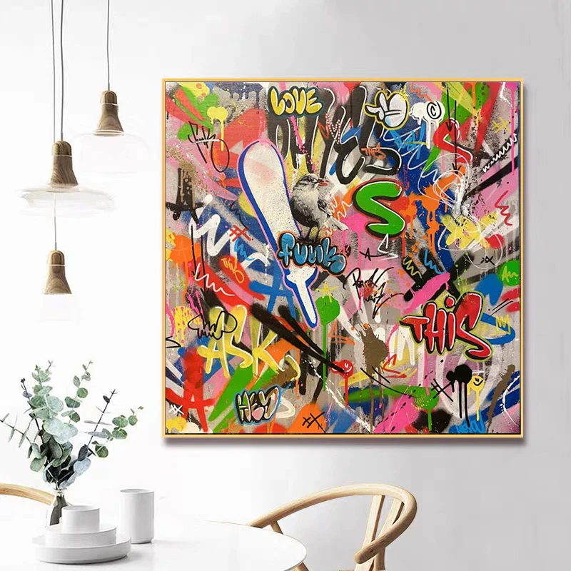 

Colorful Graffiti Street Pop Art Posters and Prints Canvas Paintings Wall Art Pictures for Living Room Home Decor Cuadros