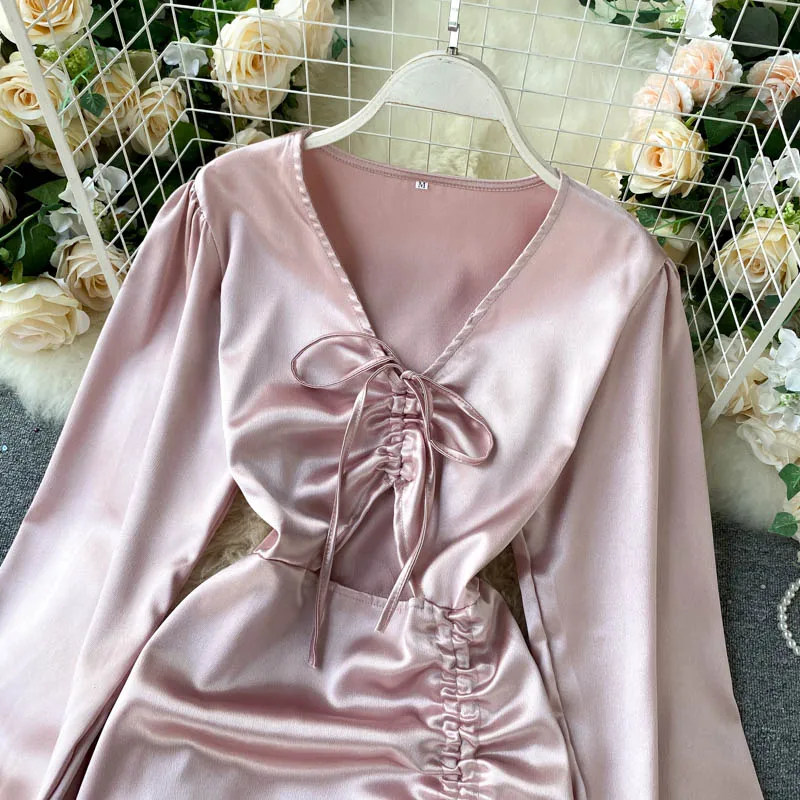 Платье SINGRAIN с рюшами и кулиской женское сексуальное облегающее платье-трапеция