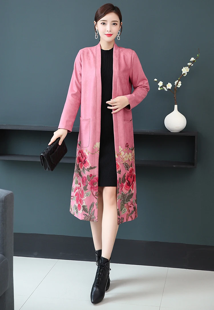 Весенне-осеннее замшевое пальто-ветровка новинка 2020 Одежда большого размера для