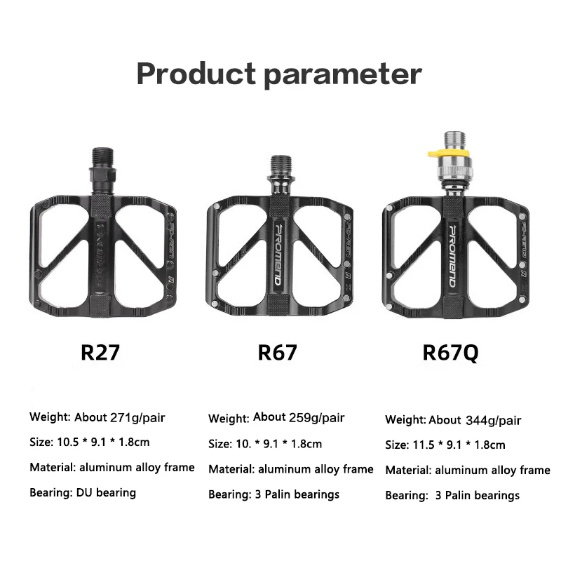 PROMEND 3 Bearings Mountain Bike Pedals Platform Bicycle Flat Aluminum Alloy MTB Road Non-Slip Widen | Спорт и развлечения