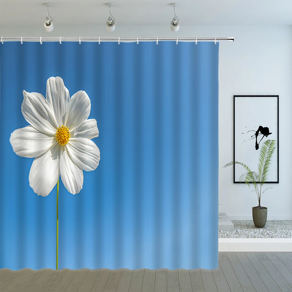 

Sunflower Flower Shower Curtains Yellow and White Floral Plant Scenery Pattern Print Bathroom Cloth Hanging Curtain Sets