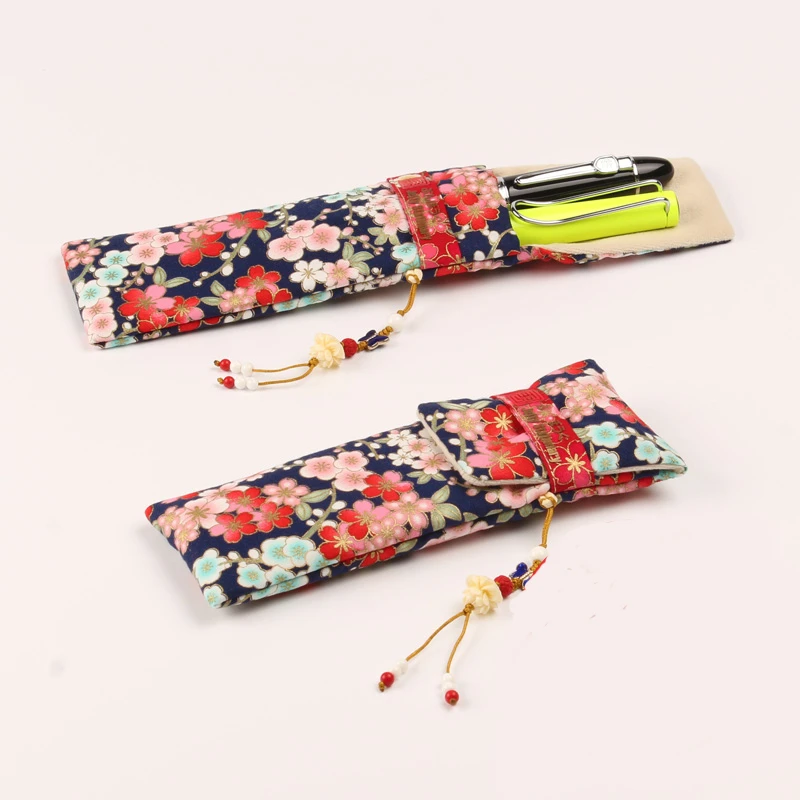 Синий японский Вишневый Стиль ручной работы ткань ручка сумка для хранения