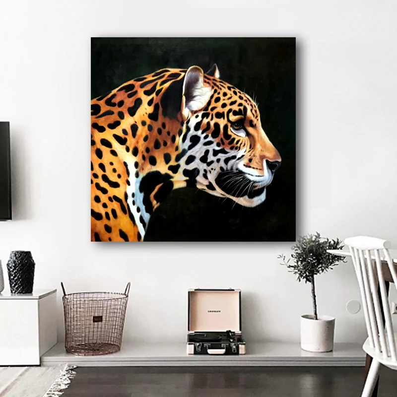 Koop 100% Hand Geschilderd Realistische Luipaard Hoofd Schilderen Op Canvas Wall Art Frameloze Foto Decoratie Voor Live Kamer Home Decor Gift