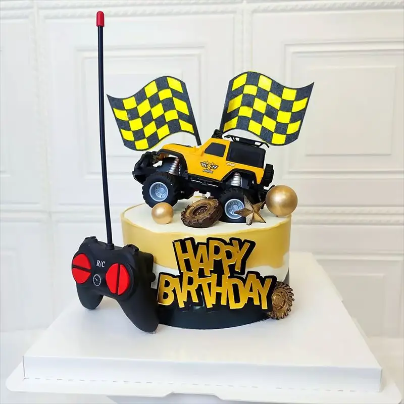 Украшение для торта флаг гоночной машины Happy топперы на день рождения 2 шт. -