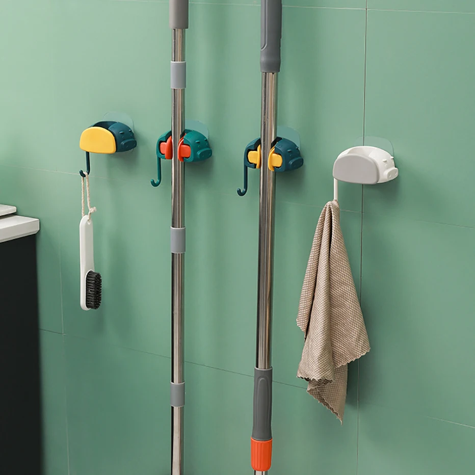 Симпатичный держатель для швабры без перфорации клейкая настенная декоративная