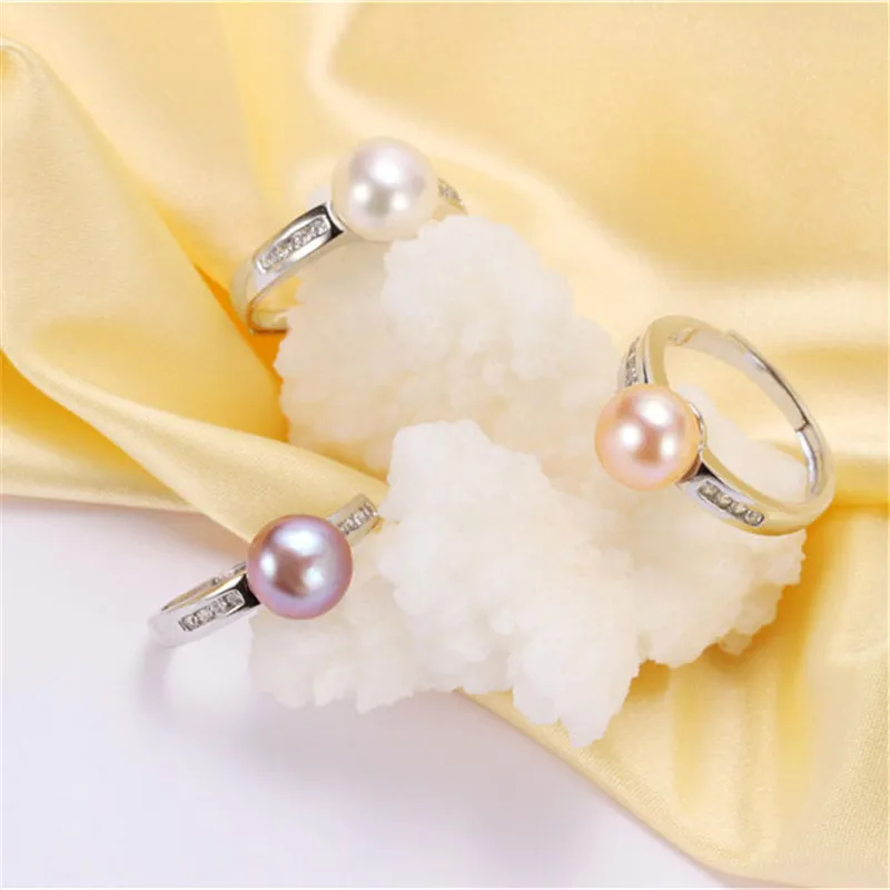Dainashi High Quality 100% Genuine Freshwater Cultured Pearl Adjustable Ring Vintage 925 Sterling Silver Zircon for Women | Украшения и