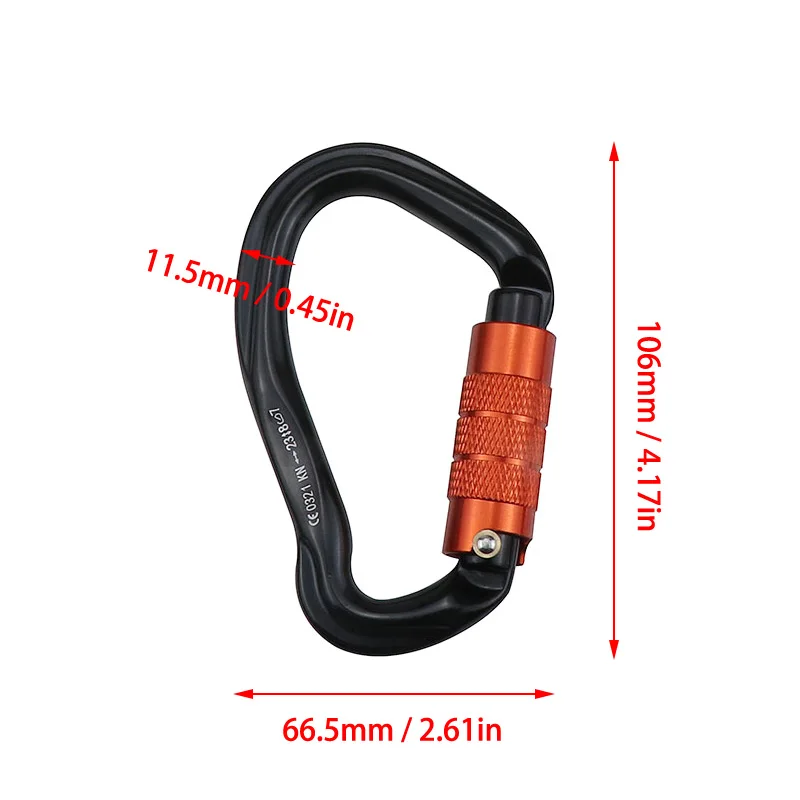 

23KN Climbing Carabiner D Shape Climbing Buckle Lock Security Safety Master Screw Lock Buckle Equipement