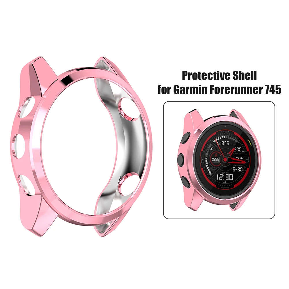 

Smart Watch Case Cover Replacement TPU Case for Garmin Forerunner 745 Watch Bumper Plated Soft Protective Cover