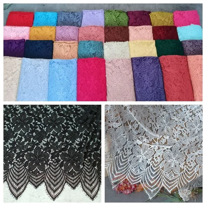 

43 Muti-Color Dyed Color Eyelash Lace Fabric DIY Wedding Dress Bride Veil Sewing Accessories V2183