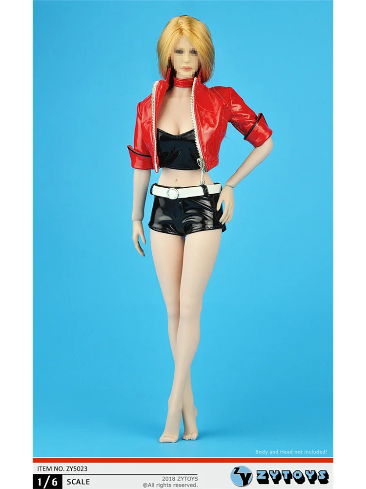 

1/6 Female Short Leather Hot Pants Suit Women Red Clothes Set For 12inch Action Figure Body Model Dolls Toys Girl ZYTOYS