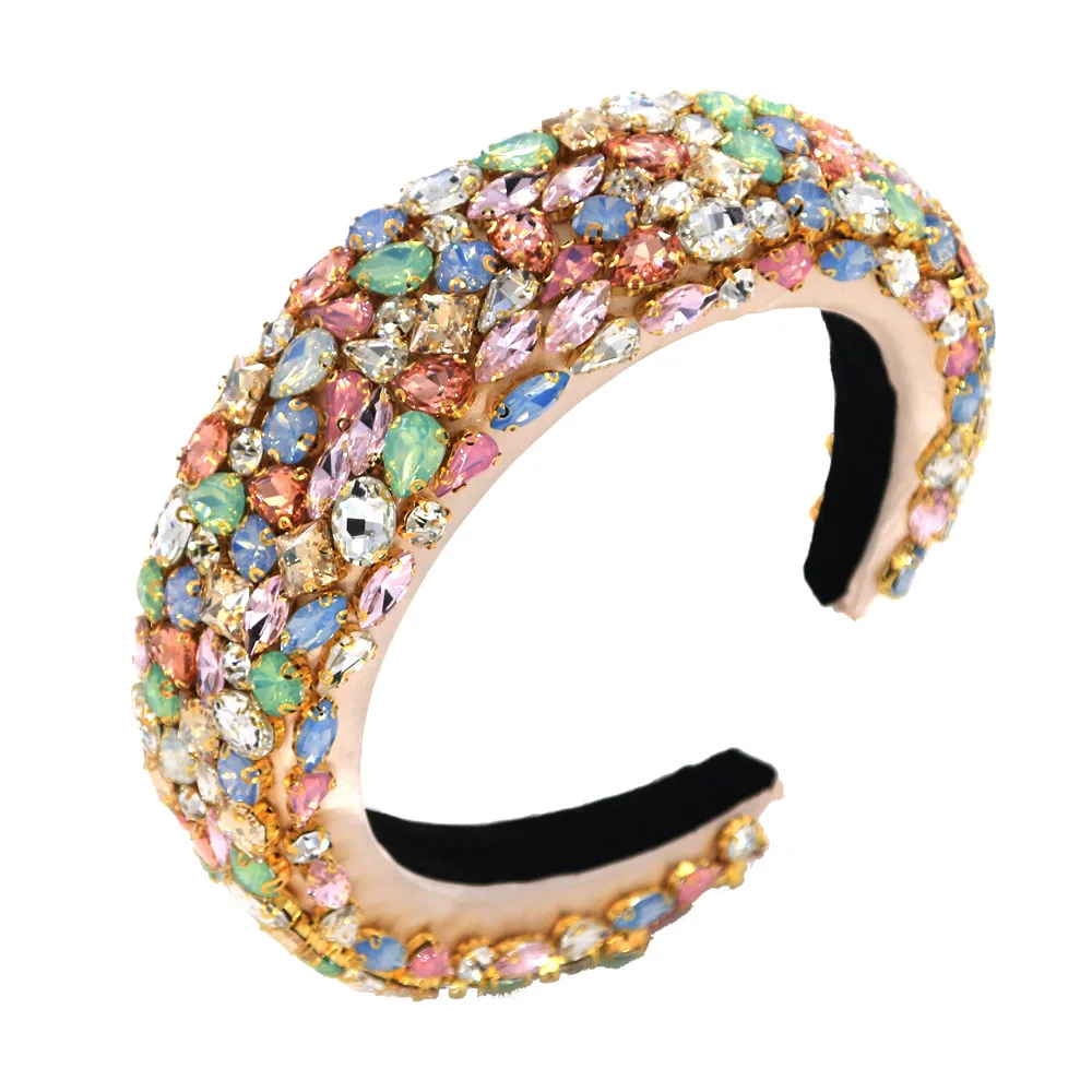 

2020 New Women Elegant Colorful Diamond Hairband Sponge Hair Headband Hair Hoop Headwear Lady Fashion Hair Accessories