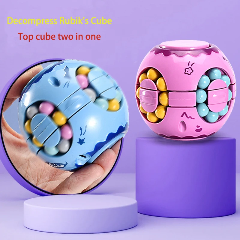 

2021 New Puzzle Rubik's Cube Top Rotating Magic Bean Fingertip Rubik's Educational Round Cube Kids Finger Gyro Magic Disk Stress