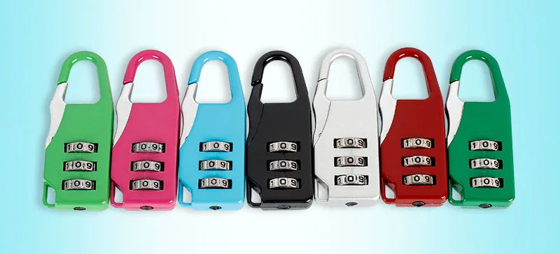 Hot Sale locks New Resettable 3 Digit Combination Save Travel Luggage Suitcase Code Lock Black Backpack lock 7 colors wholesale