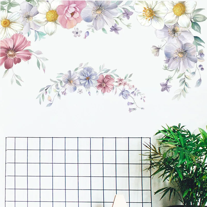 

New Style Flower Wall Stickers Room Decoration Romantic Flowers Home Decor For Bedroom Living Room DIY Vinyl Wall Decals