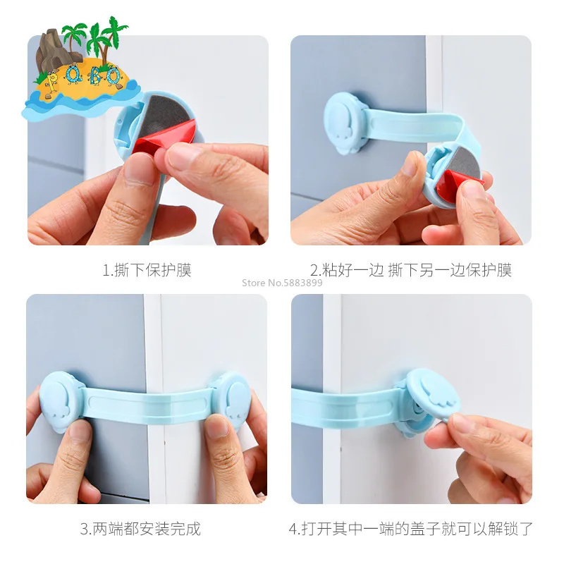 Cerradura de caj&oacute;n multiusos para beb&eacute;, Protector de seguridad de pl&aacute;stico para ni&ntilde;os, para gabinete, refrigerador, ventana, armario, 6 uds.-3