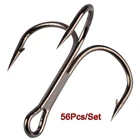 Тройные рыболовные крючки, 50 шт.лот, черный, серебристый цвет, супер сильный круглый изгиб, колючие тройные Крючки, размер 30 20 10 2 #4 #6 #8 #10 #12 #14 #