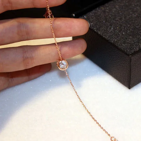 Модный браслет YUN RUO цвета розового золота с инкрустацией фианитами подвески из