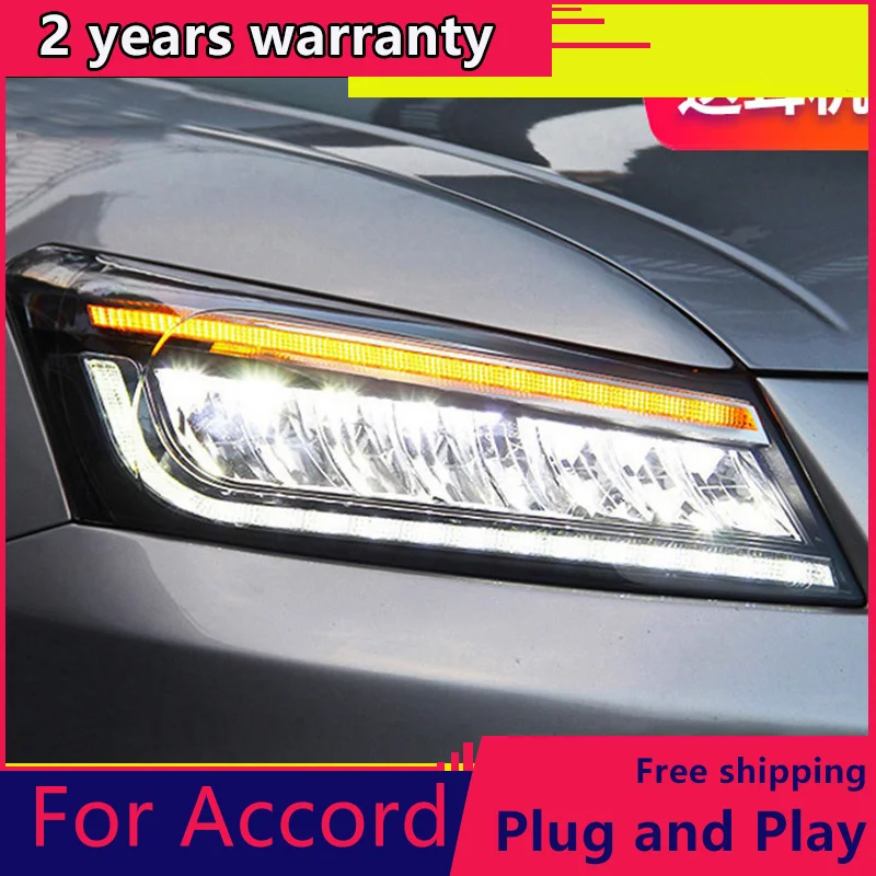 KOWELL car styling  for Honda Accord 8th Headlights 2008- 2013 ALL LED headlight  With dynamic turn signal