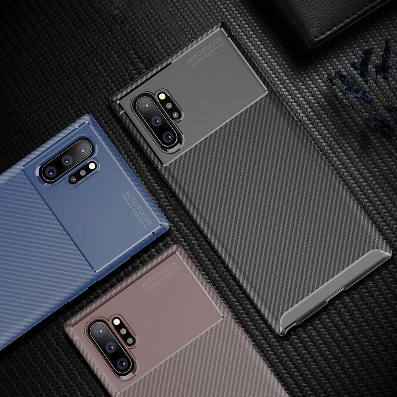 Carbon Fabric Texture Matte Soft Silicone Phone Back Case For SAMSUNG Galaxy Note 10 / Pro Armor TPU Fundas Coque |