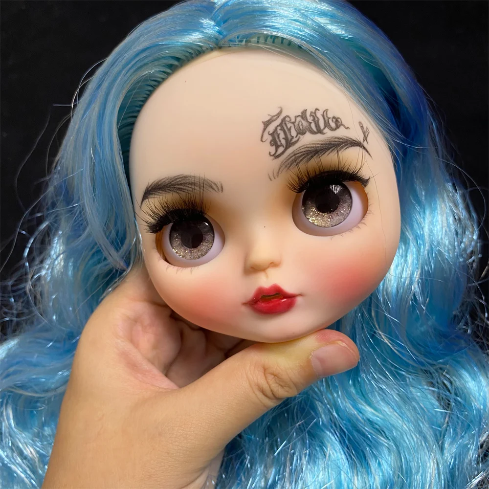

Blyth кукольная тарелка с лицом для самостоятельного макияжа blyth, включая заднюю тарелку, кукла на заказ, обнаженная, черная кожа, крутое лицо д...