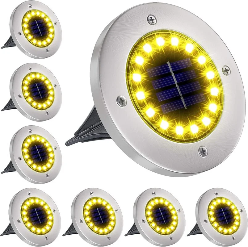 

Luces solares de tierra para exteriores, 8/10/12/16/20led, luces de jardin al aire libre, luces de disco impermeables,