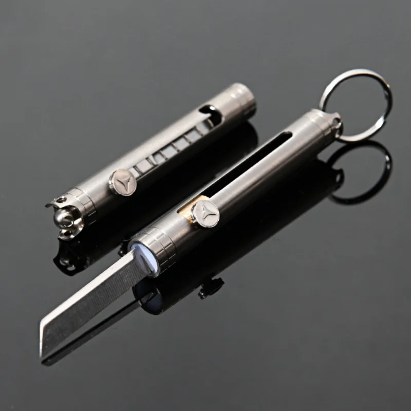 

Mini Titanium Alloy Knife Sharpener Multi Function Mini Pocket Knife Outdoor Portable Demolition EDC Knife Paper Key Rings