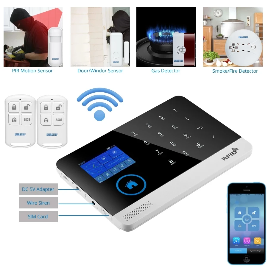 wireless wifi gsm home security alarm system with motion sensor gift smoke detector for tuya smartlife app works alexa google free global shipping