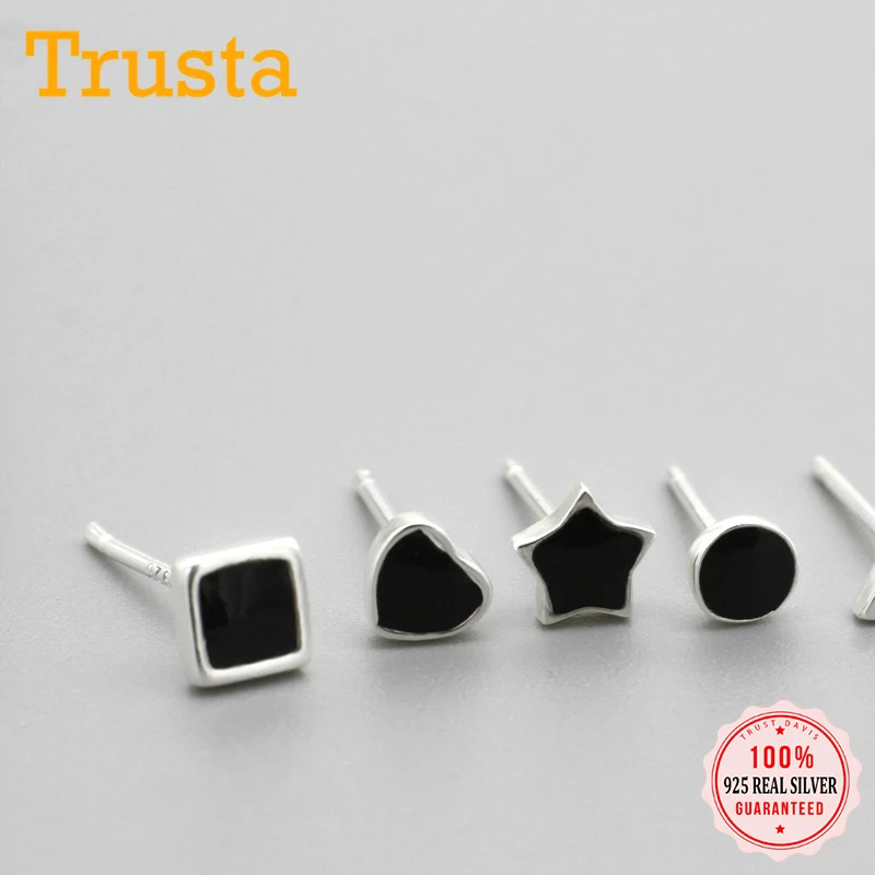 Серьги-гвоздики trustdave из стерлингового серебра 925 пробы с черной звездой и