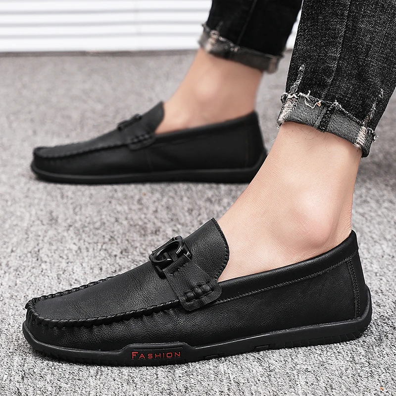 

2020 Slip-on Leather Shoes Men Loafers Mocasines Hombre Moccasins Lofer Shoes Man Flats Casual Shoe Loafer Mens Driving Shoes