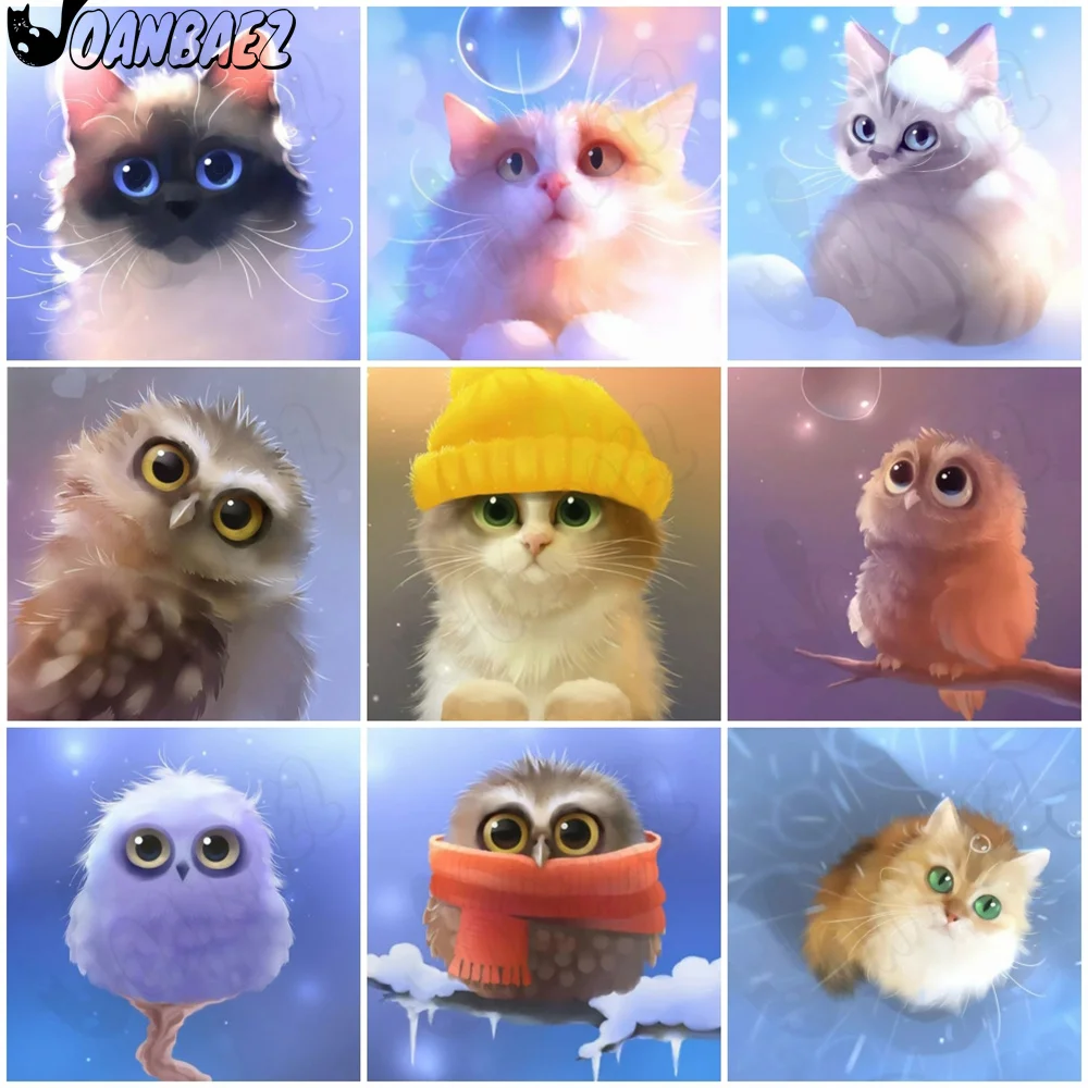 

Diamond Painting Cute Animal Cat 5D Diy Cartoon Cross Stitch Mosaic Owl Sticker Diamond Embroidery Handmade Art Gift Design