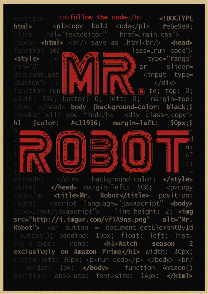 Постер Фильма MR. Robot Rami Malek Hackers USA TV Show ретро постер винтажный художественные