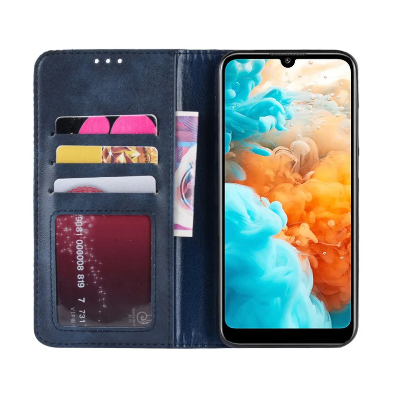 Чехол с откидной крышкой для huawei Y6 Pro 2019 класса люкс из искусственной кожи задняя