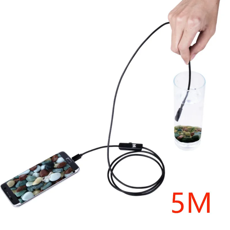 

5M 3M 2M 7mm Inspection Borescope Camera Endoscope Camera Flexible IP67 Waterproof for Android PC Notebook 6LEDs Adjustable
