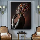 Африканская Обнаженная женщина индийская повязка на голову портрет настенное искусство картина настенное искусство для гостиной домашний Декор (без рамки)