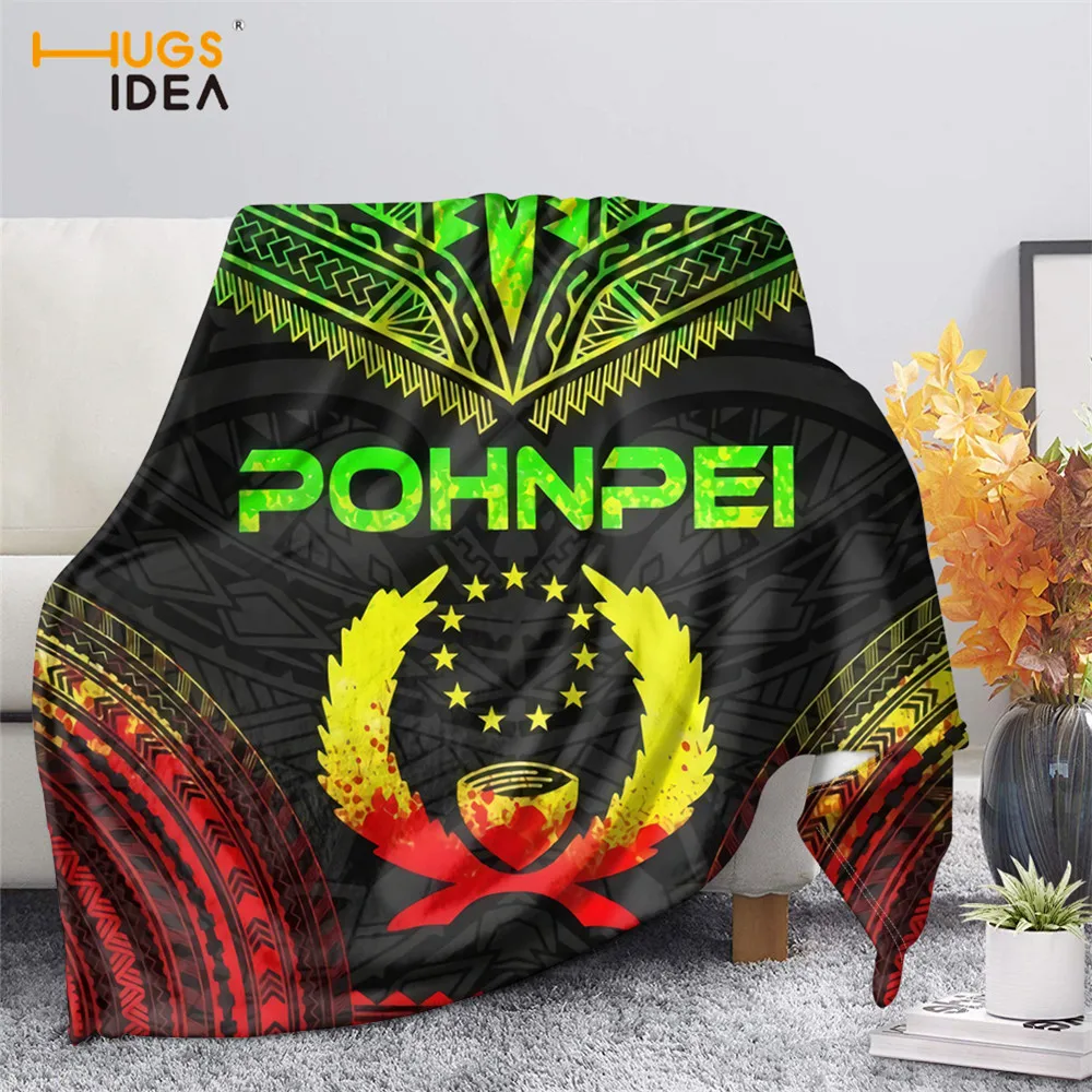 

HUGSIDEA Bedroom Flannel Fleece Throw Blanket for Adults Pohnpei Polynesian Tribal Pattern Sherpa Thin Quilt Home Bedroom Decor