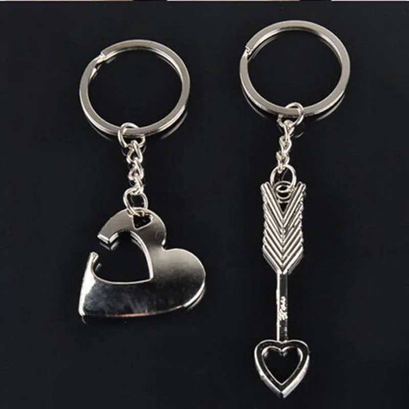 

1 Pair Fashion Heart Arrow Key Ring Keyfob Romantic Couples Keychain Lover Gift