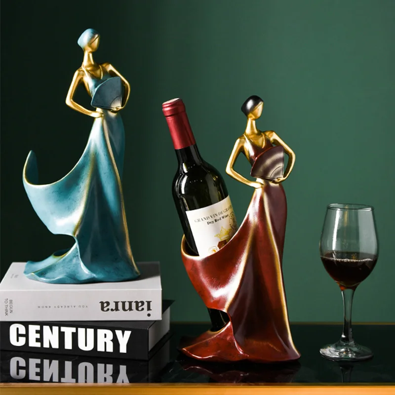 

Винная стойка из смолы, европейская креативная подставка для винных бутылок, для гостиной, ТВ-кабинета, Настольные вертикальные украшения д...