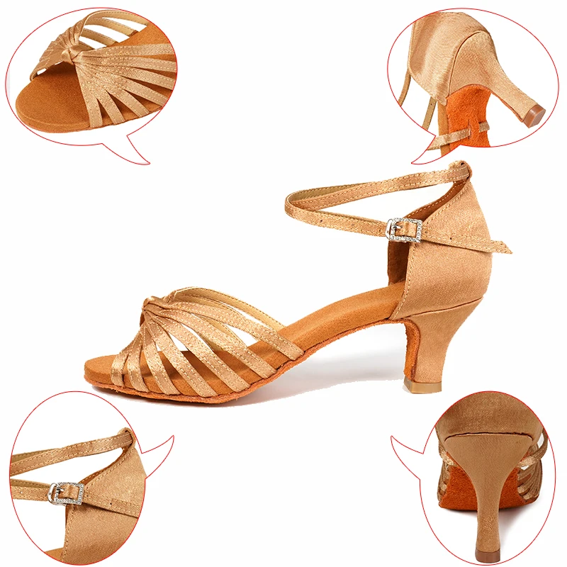 New Arrival Women Dance Shoes Practice Performance Sandals Latin Shoes Ballroom Dancing Shoes Heels 5/7CM 3 Colors