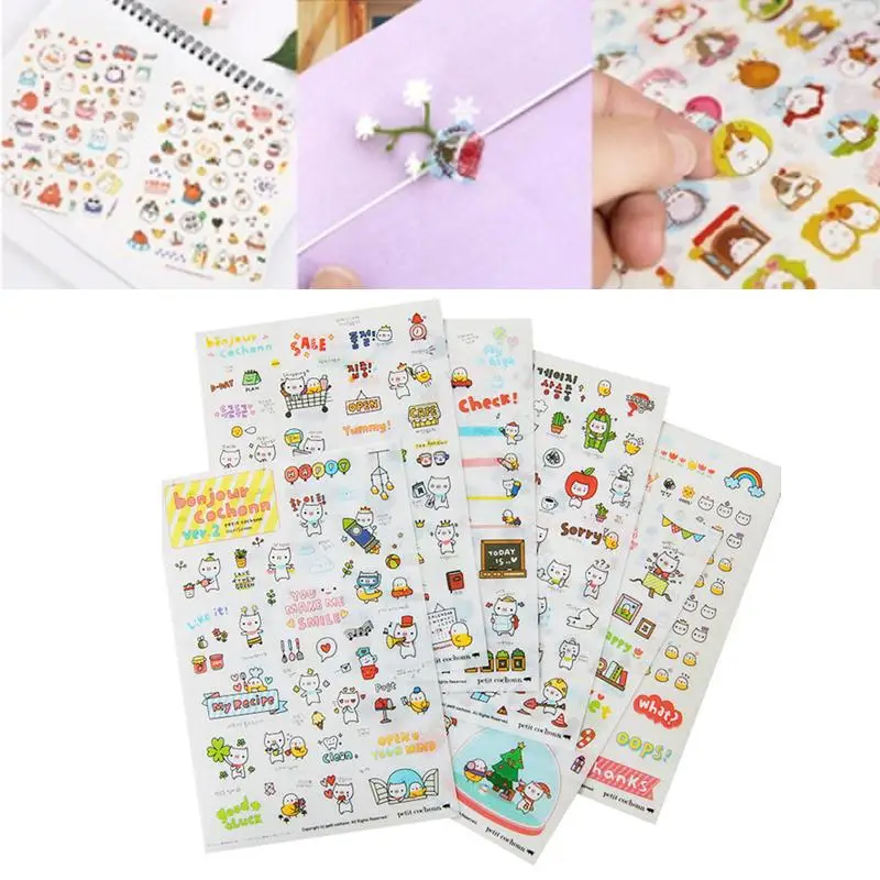 

6 PCs Paper Tapes Decals Stickers Cute Diary Ornaments Office Gift Convenient School Kids DIY