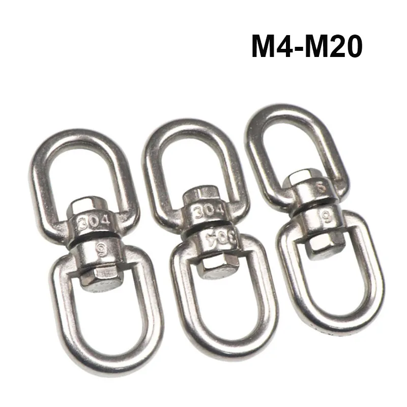

1Pcs 304 Stainless Steel Carabiners Connector 360° Rotation Hook Buckles For Climbing Hiking Outdoor Activities M4-M20