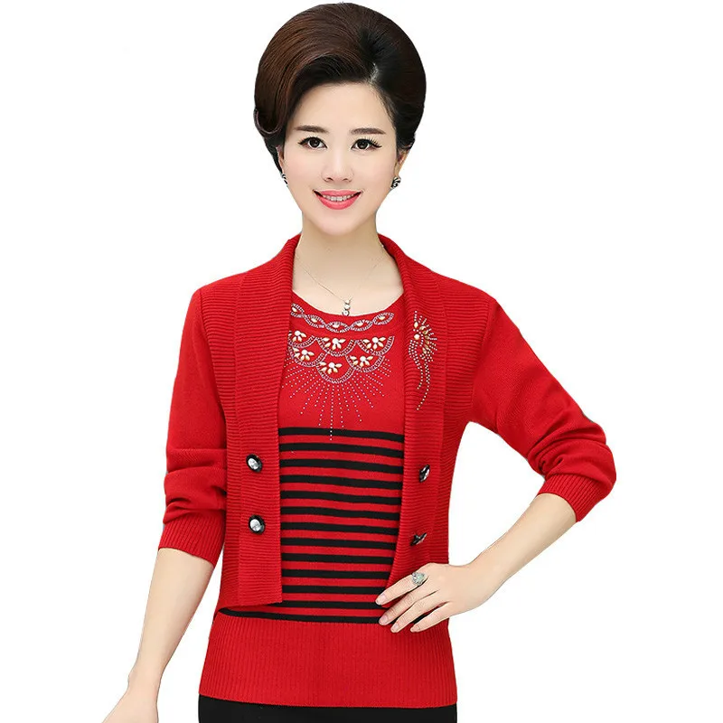 

Женский свитер и пуловер с имитацией двух частей, повседневный вязаный свитер с длинным рукавом, элегантные женские топы в полоску, M134, осен...