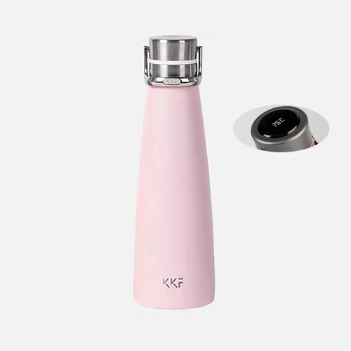 With Screen Pink Горячая Xiaomi KKF Вакуумная бутылка 24h изоляция термосы из нержавеющей стали Термос колба Дорожная Спортивная кружка 475 мл OLED температура чашки - Цвет: With Screen Pink