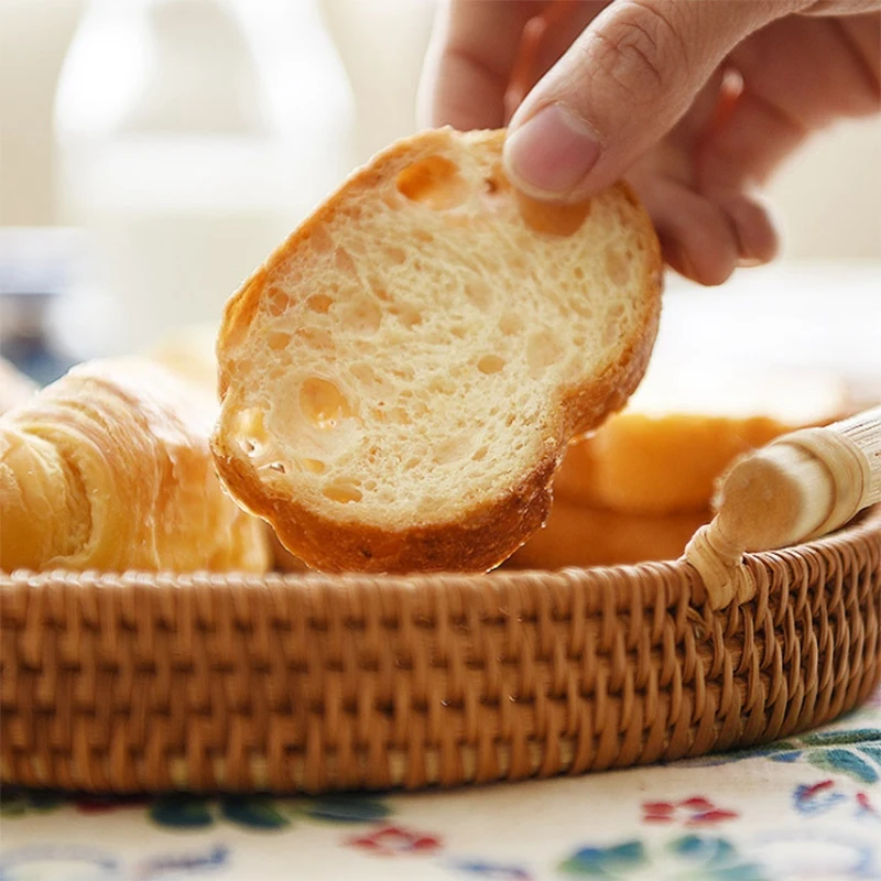 Акция! Корзина для хлеба из ротанга, круглая, плетеная, с ручками для сервировки на ужин, кофе или завтрак (8,7 дюймов).
